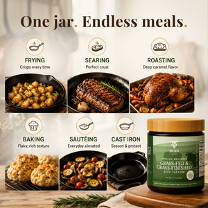 Grass-Fed & Grass-Finished Beef Tallow - 14oz