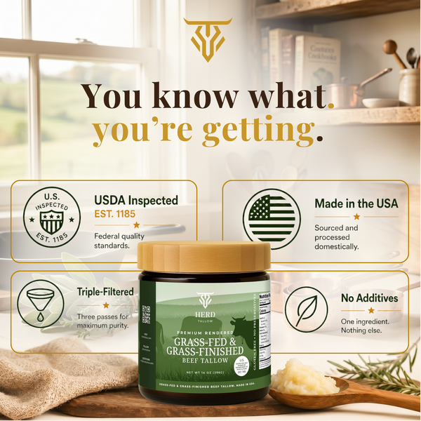 Grass-Fed & Grass-Finished Beef Tallow - 14oz