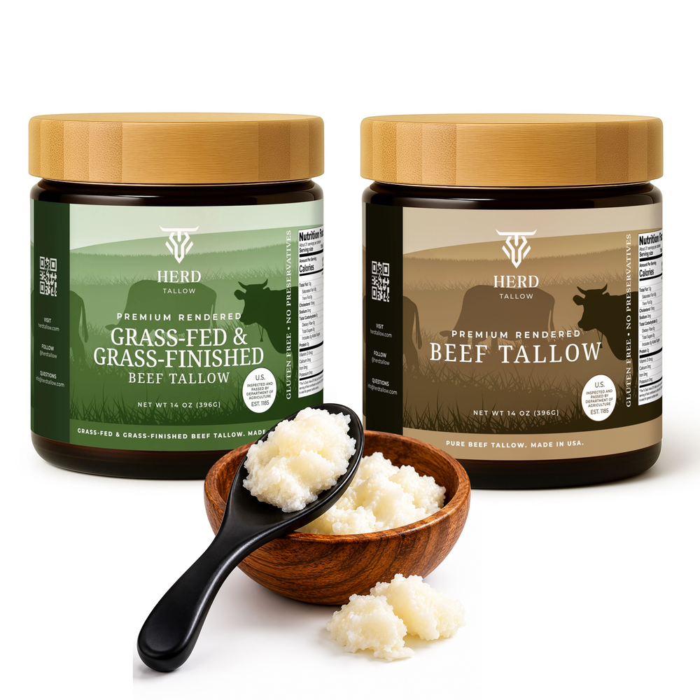 Beef Tallow Bundle 14oz, Grass-Fed & Grass-Finished Beef Tallow + Pure Beef Tallow
