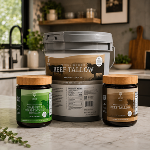 Complete Kitchen Bundle Grass Fed and Grass Finished 14oz plus Pure 14oz plus 7.2lb Bucket