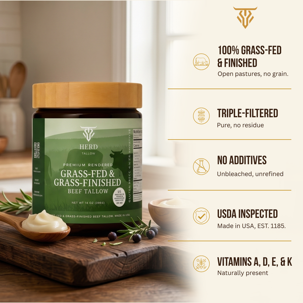 Grass-Fed & Grass-Finished Beef Tallow - 14oz